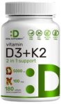 DEAL SUPPLEMENT Vitamin D3 K2 Softgel, 180 Counts, 2-1 Complex, Vitamin D3 5000 IU & Vitamin K2 MK7, Promotes Heart… version 1.0.0