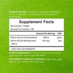 DEAL SUPPLEMENT Vitamin D3 K2 Softgel, 180 Counts, 2-1 Complex, Vitamin D3 5000 IU & Vitamin K2 MK7, Promotes Heart… version 1.0.0
