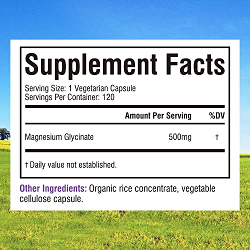 Magnesium-Glycinate-500mg-per-Caps-120-Veggie-Caps-Chelated-for-Maximum-Absorption-Non-GMO-NO-Gluten-Dairy-Soy-Supports-Muscle-Joint-and-Heart-Health version 1.0.0